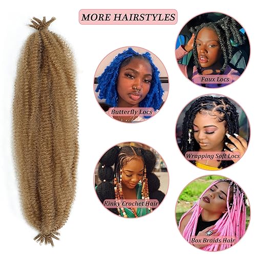 Miniatura 4 de Cabello afro trenzado elástico de 24 pulgadas, cabello Marley para rastas sintéticas, cabello rizado Marley Twist trenzado, cabello rubio cubano