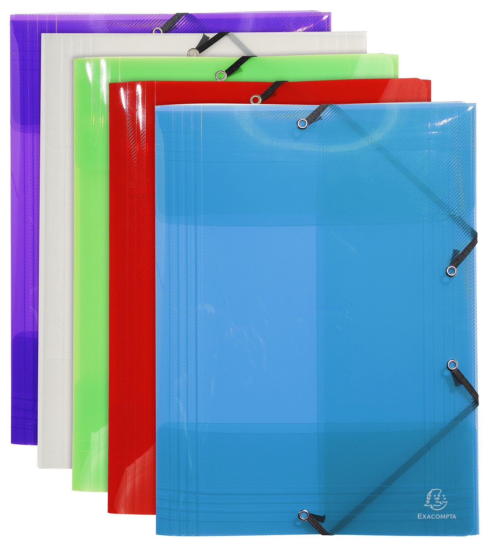 Exacompta 10 Chemises à Élastiques Crystal 3 Rabats A3 Assorties