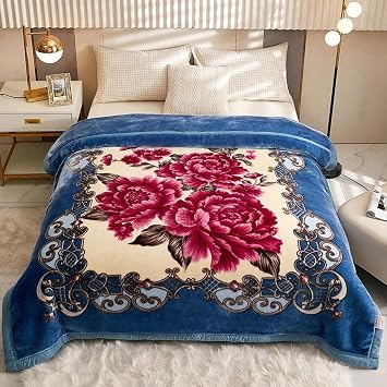 Twin Size Korean Mink Blanket Heavy, Fleece Plush Throw Blanket Soft and Warm All Seasons Throw 2 Ply Reversible Raschel Bed BlanketsColor08,59"x79" 4.4Lb