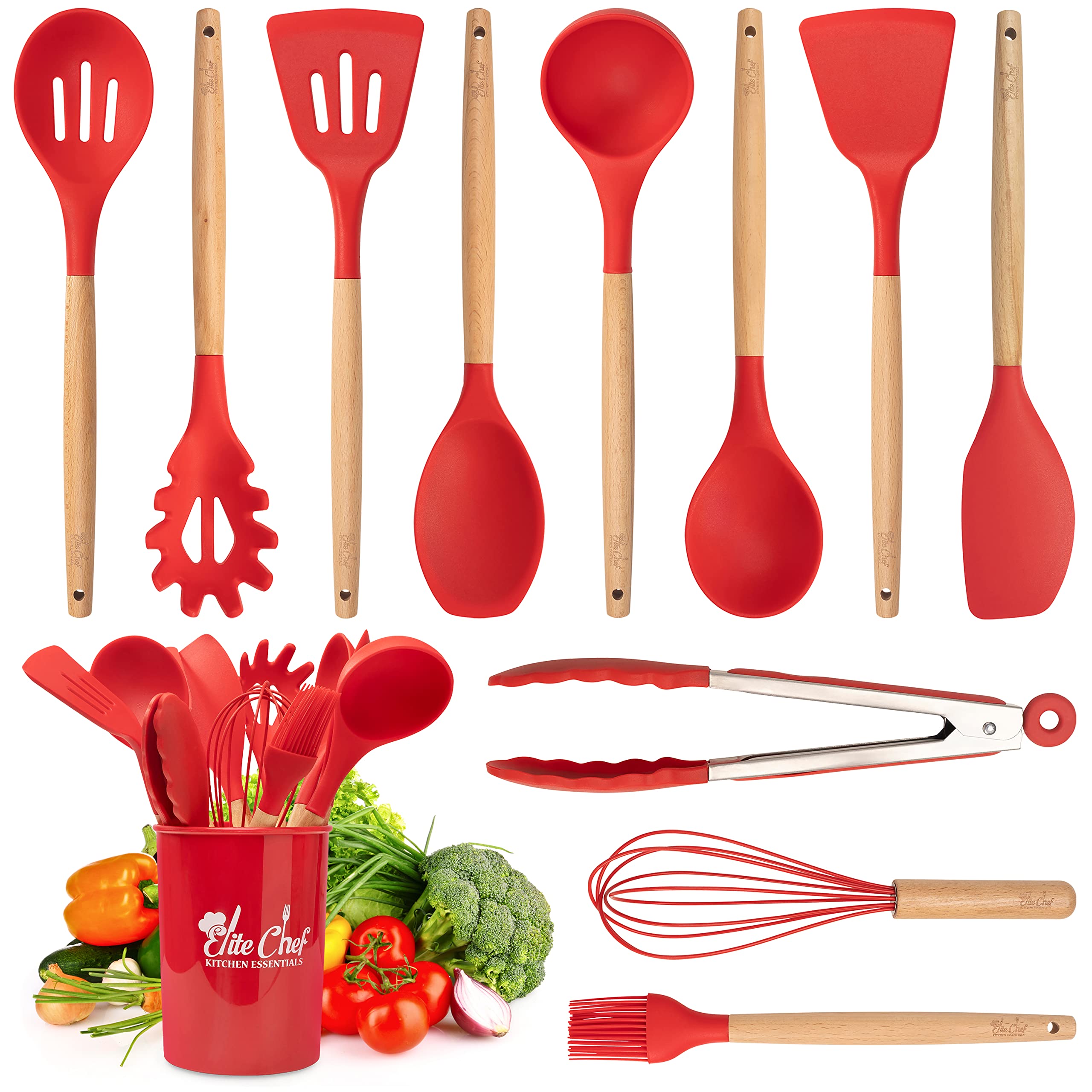 Red 12 Pcs Silicone Kitchen Utensils Set Cooking Utensil Set | Desertcart  Seychelles, image size:2560x2560