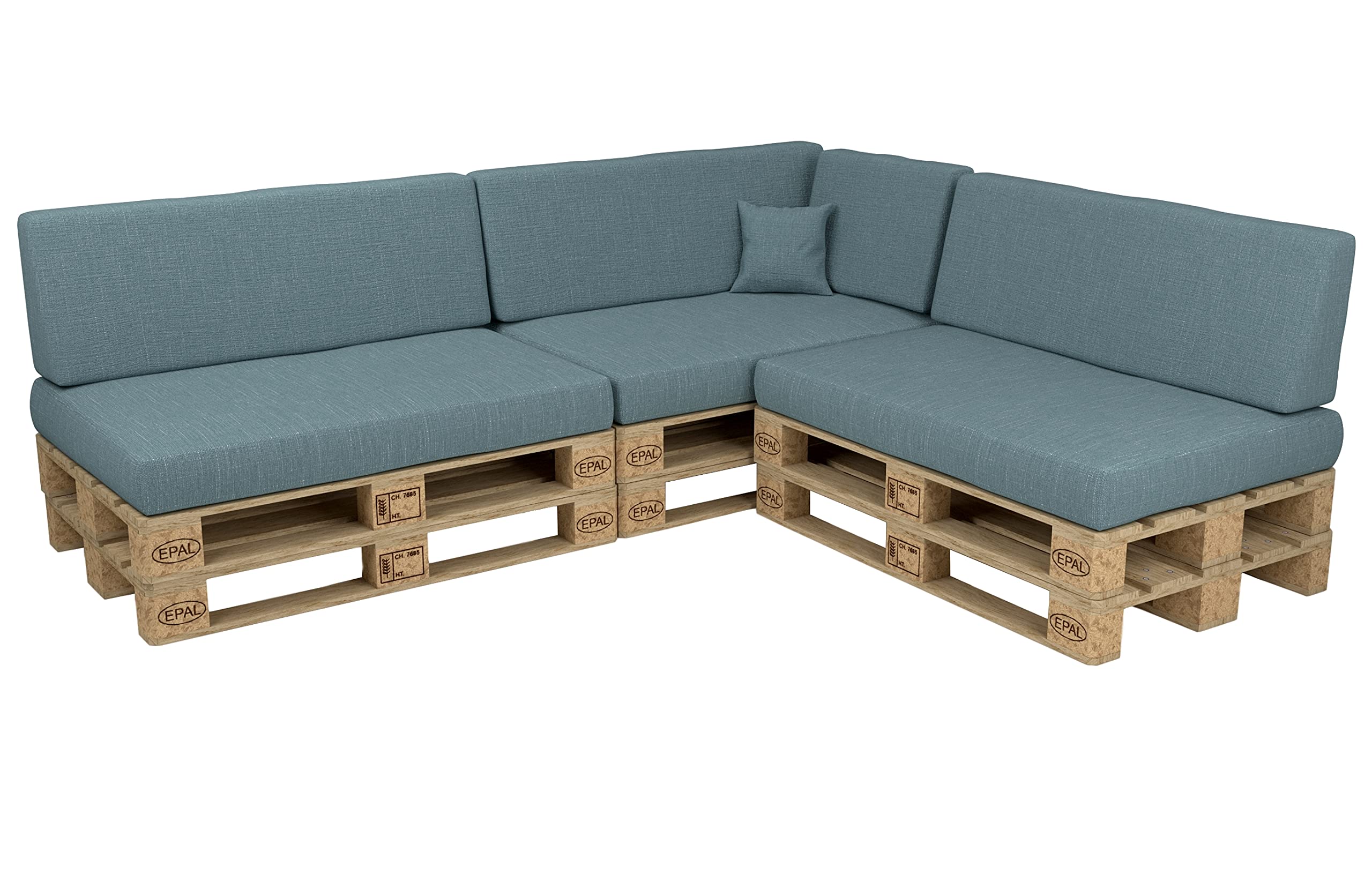 POKAR Euro Pallet Seating Set of 2: 1x seat cushion 120x80cm + 1x back cushion 120x40cm, cold foam, removable covers, Home Garden Furniture DIY, indoor outdoor pillow, without pallets, Beige — view 276