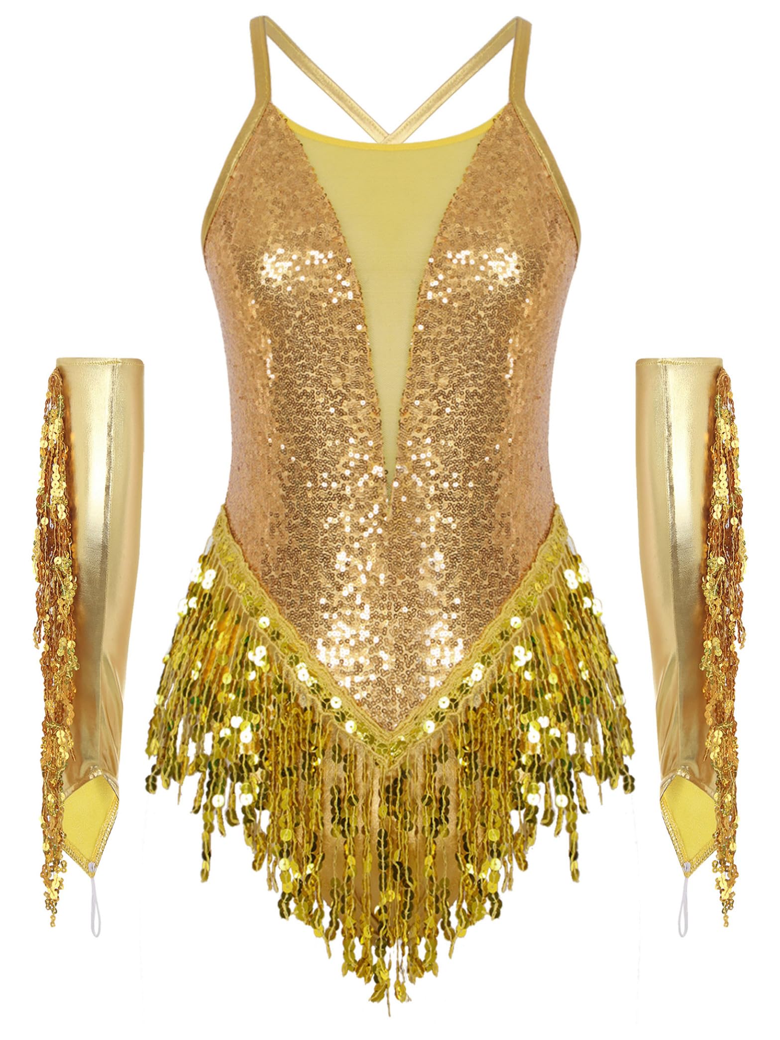Femme Justaucorps Gymnastique Paillettes Strass Brillant Leotard Tenue Patinage Danse Latine Jazz Spectacle