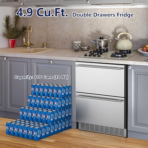 Miniatura 5 de COTLIN Refrigerador de bebidas al aire libre de 15 pulgadas refrigerador de bebidas integrado debajo del mostrador refrigerador compacto de acero