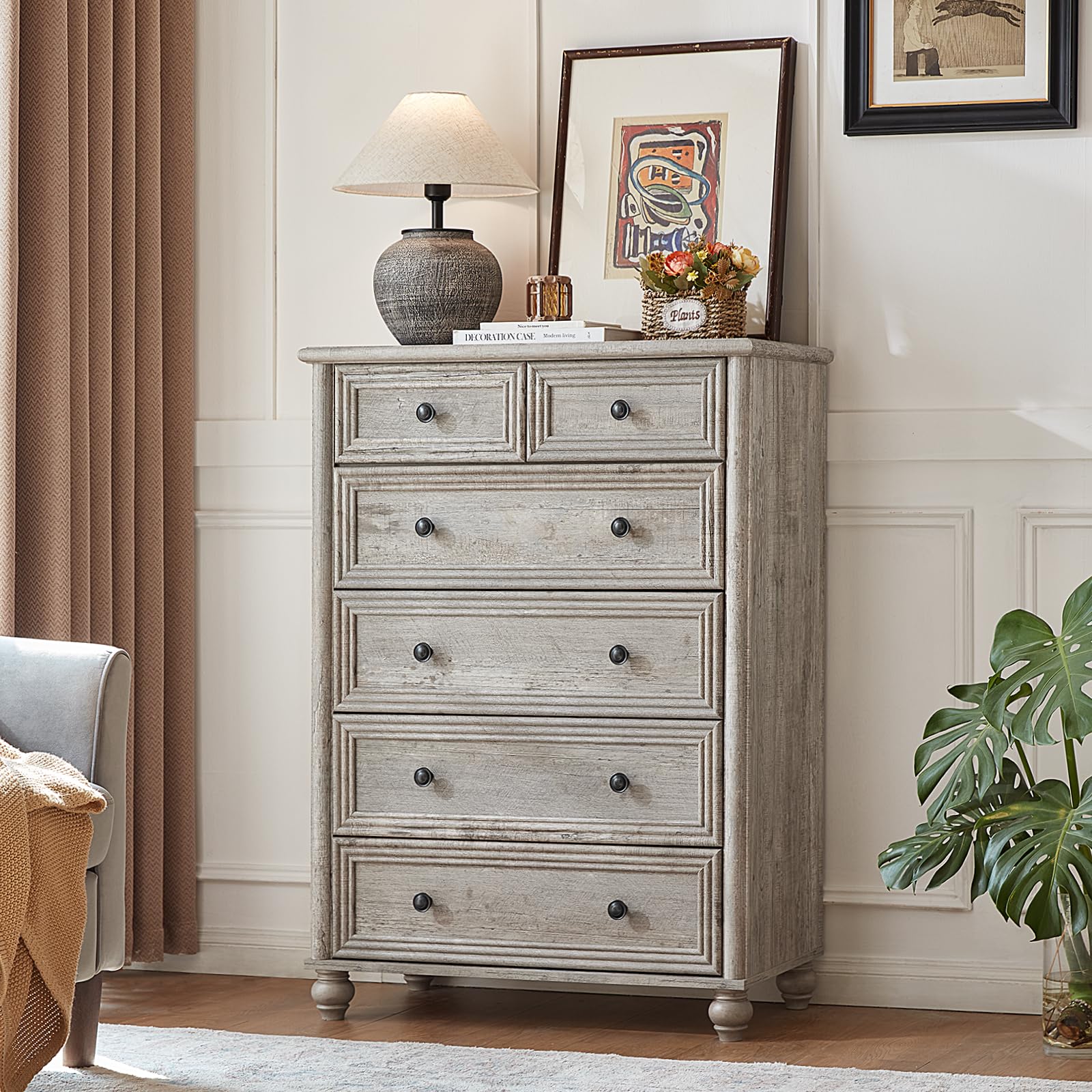 Amazon.com: Dressers and Night Stand Set of 3, Wood 43.5" Tall Dresser and  18" Wide with Charging Station Chest of Drawers, Roman Column Nightstand  Set of 2, Bedroom Furniture Dresser Suites for