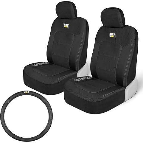 Cat® MeshFlex Truck Seat Covers, Front Seat Set with Steering Wheel Cover - Automotive Seat Covers for Cars Trucks and SUVs, Steering Cover Fits Wheels 15.5-16 inches
