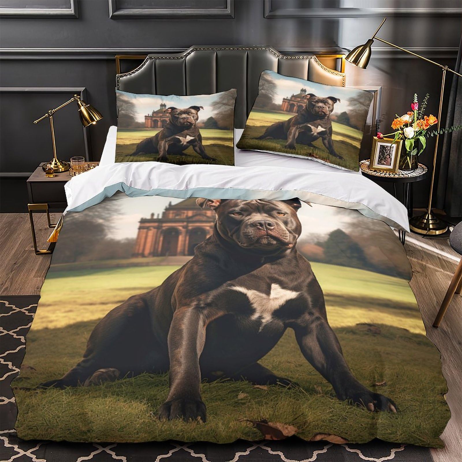 Housse de Couette Pitbull Anti-Acarien Lit Simple Enfant Garçon