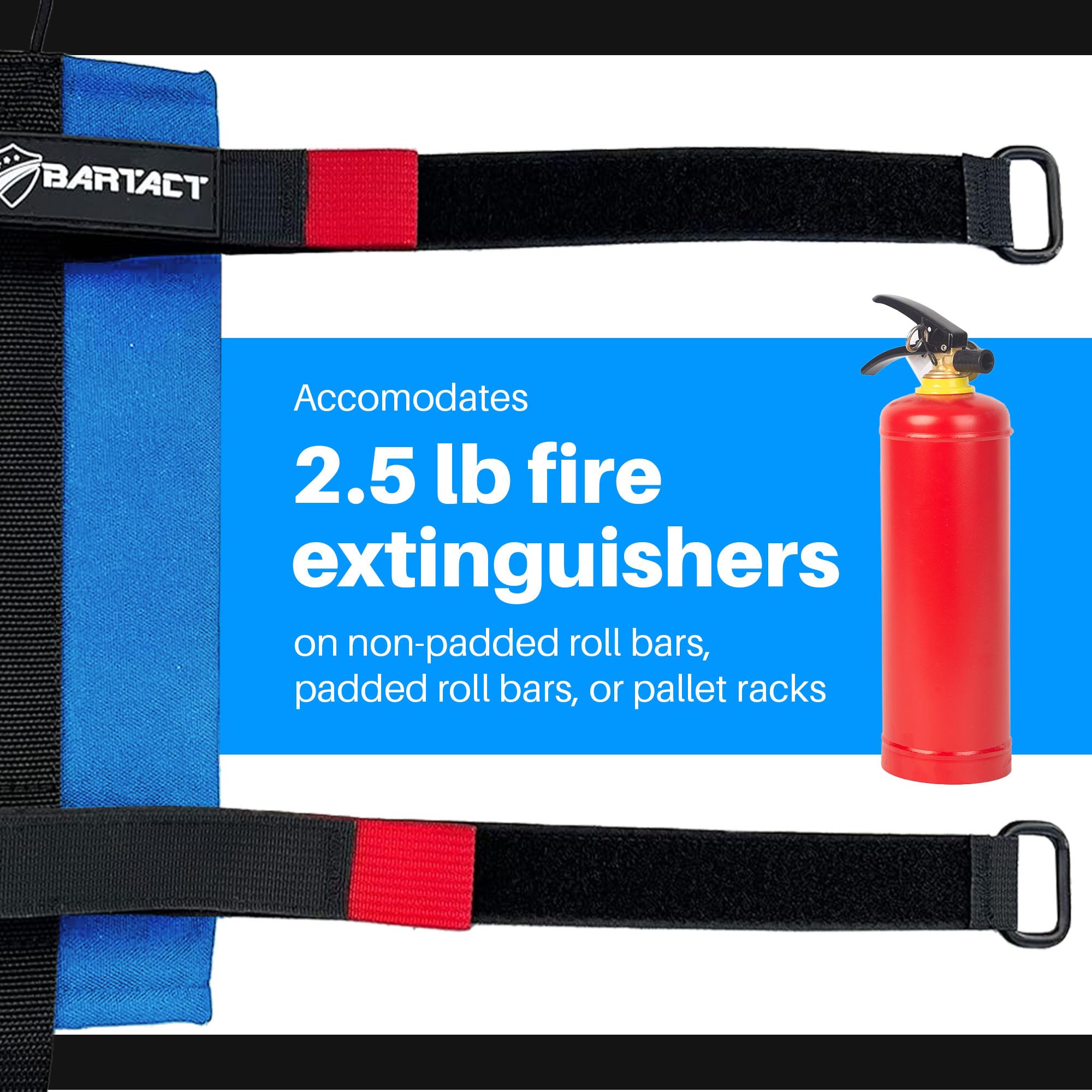 Support Réglable Pour Extincteur - Sangle Noire En Nylon, Pour Barre De Roll Bar, Neuf Emballé