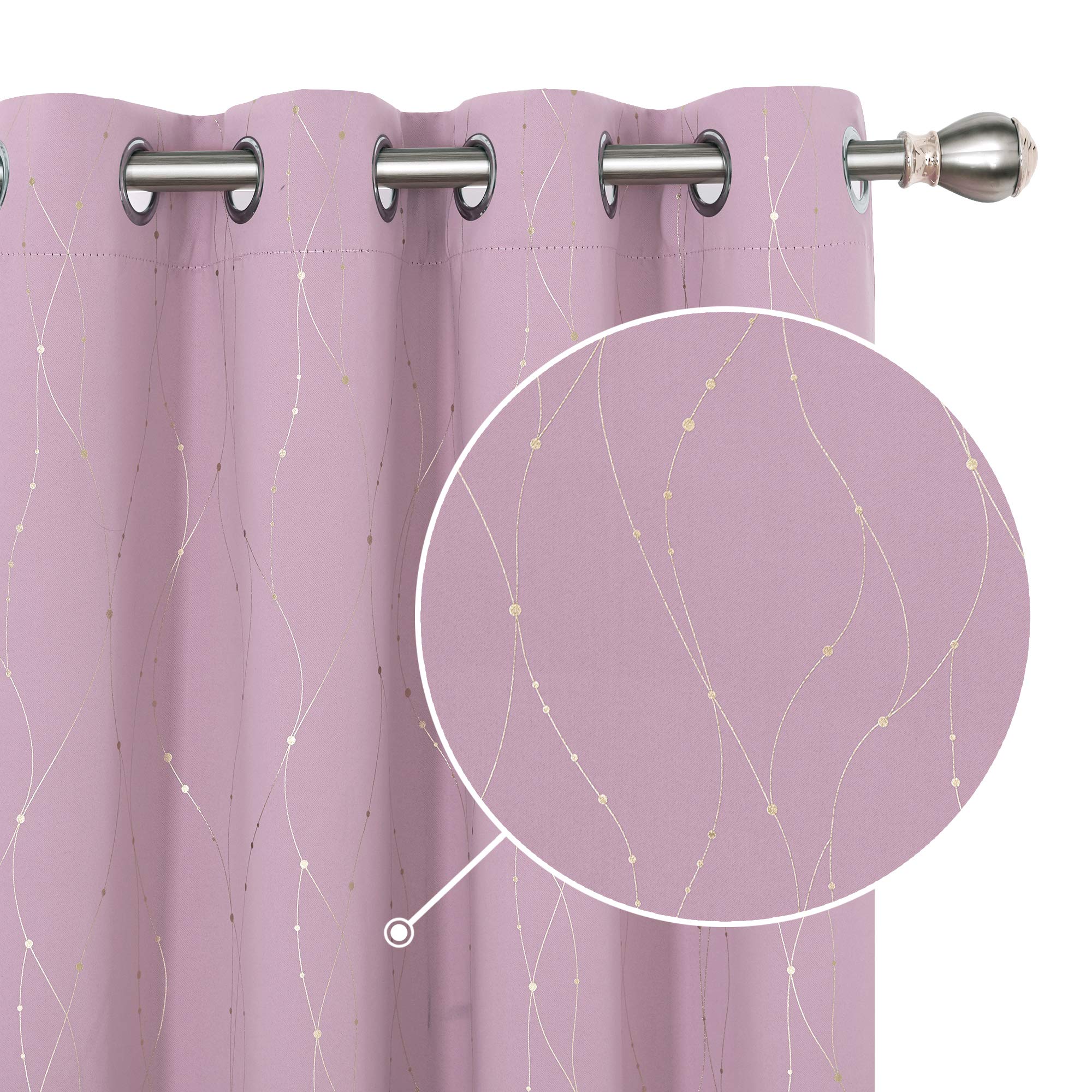 Deconovo Decorative Silver Dotted Line Foil Printed Blackout Curtains Thermal Insulated Curtains Eyelet Curtains for Baby Nursery 52 x 54 Inch Light Grey 2 Panels — view 30