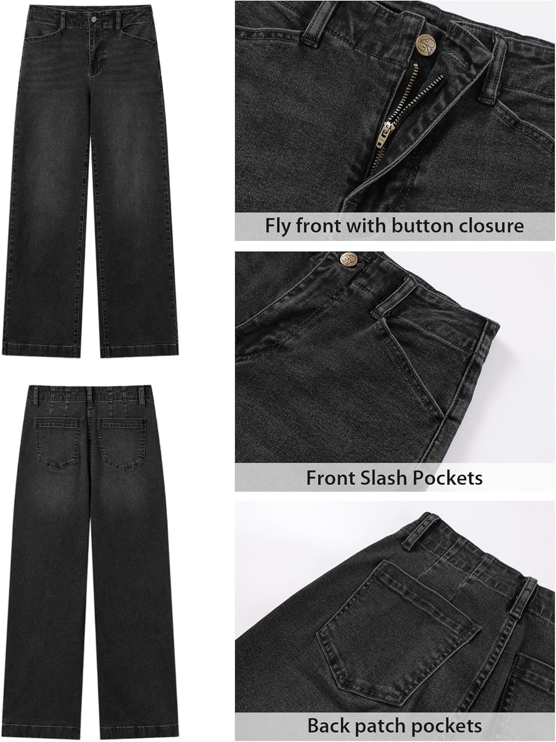 GRAPENT Wide Leg Jeans Woman High Waisted Trendy Stretchy Denim Pants Classic Trouser Jeans with Slash Pockets - Image 9