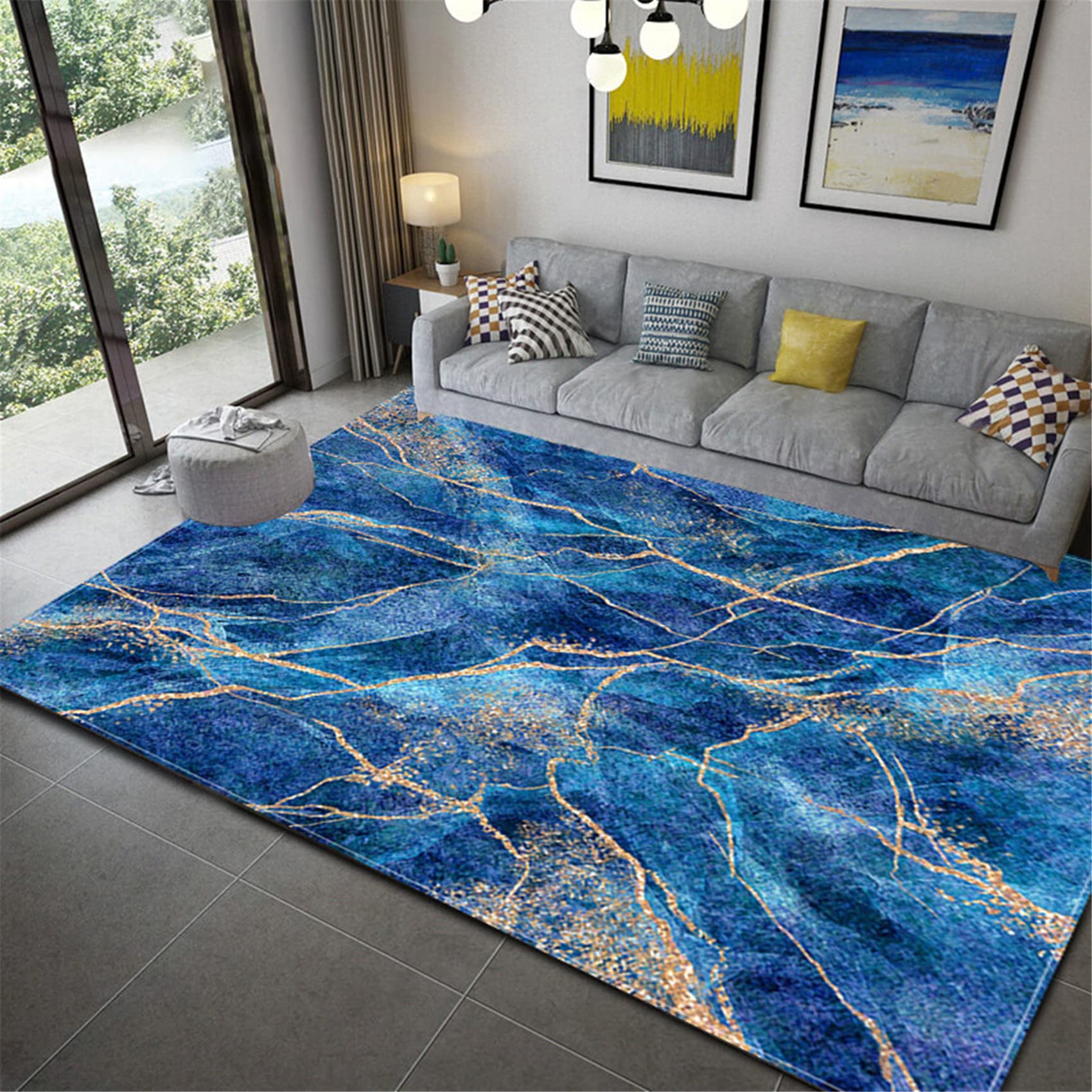 Mármol Papel De Tinta Textura Azul Verde Marrón Alfombras Area Antideslizante Interior Exterior Los NiñOs Moderno DecoracióN Del Hogar Alfombra Estera Yoga Corredor Felpudo (Colore 1,140×200 cm)