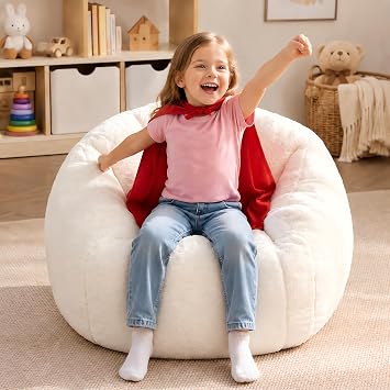 HUGHEAVEN Kids Bean Bag Chair, Small Memory Foam Sofa, Ages 3+