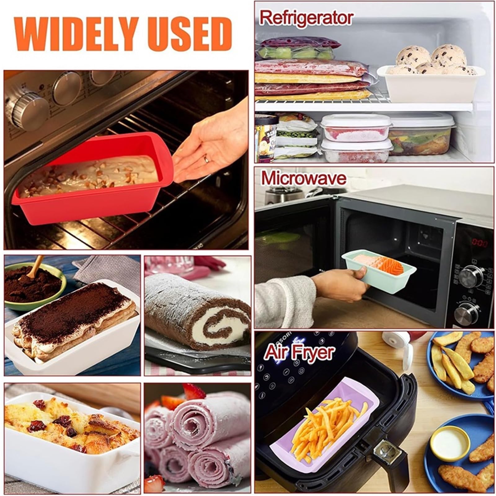 Juego de 8 moldes antiadherentes for hornear pan, pasteles, repostería, bandeja for, herramienta for Para Cocina