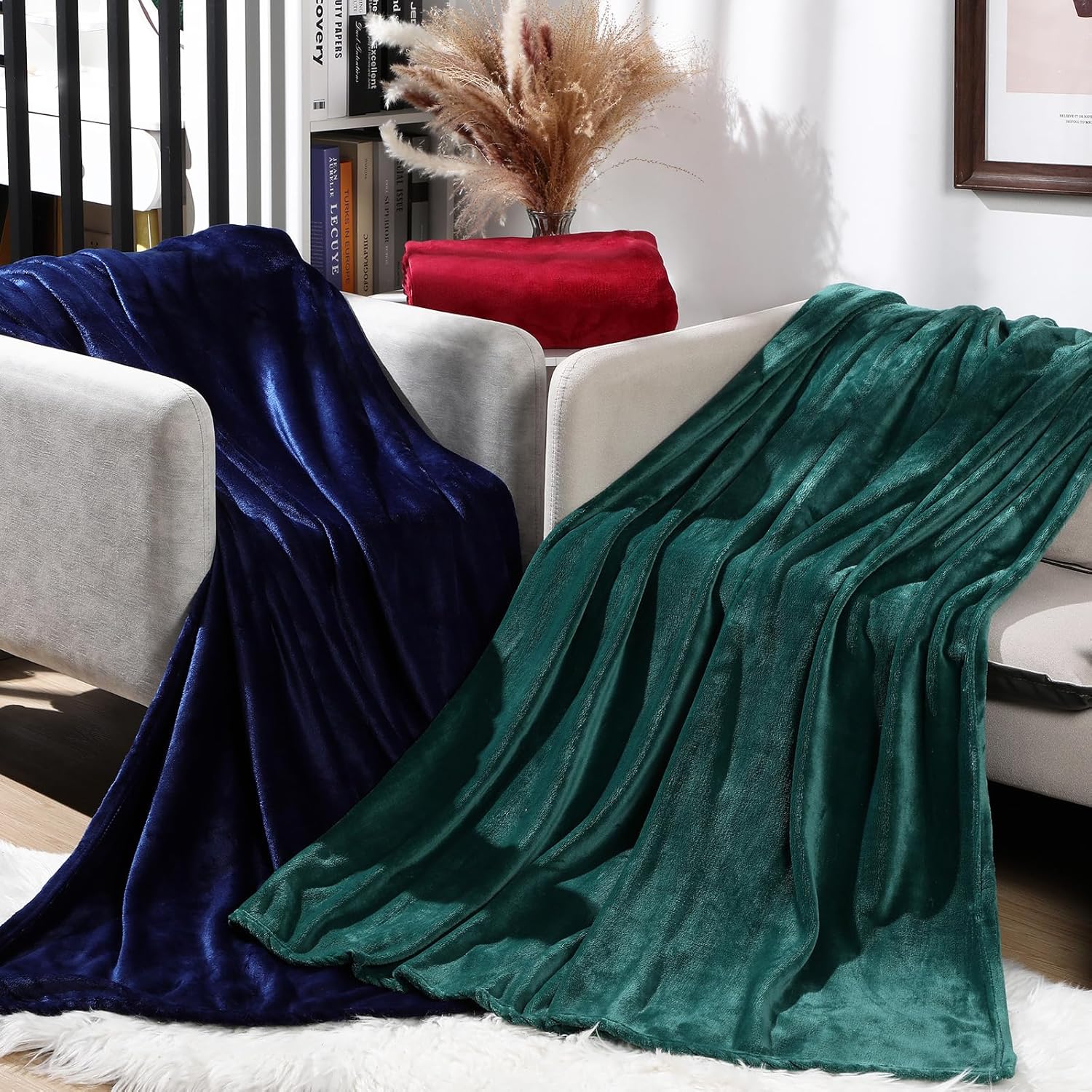 VitalCozy 6 Pcs Fleece Throw Blankets Bulk 60" x 80" Extra Large Lightweight Fuzzy Flannel Plush Blankets for Couch Home Living Room Sofa Bed (Classic Color) - Image 3