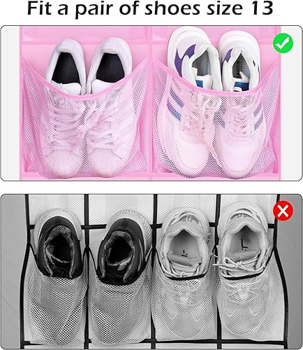 Miniatura 3 de KIMBORA 12 bolsillos grandes de malla sobre la puerta, organizador de zapatos para armario, zapatero colgante para puerta, colgador de zapatos,