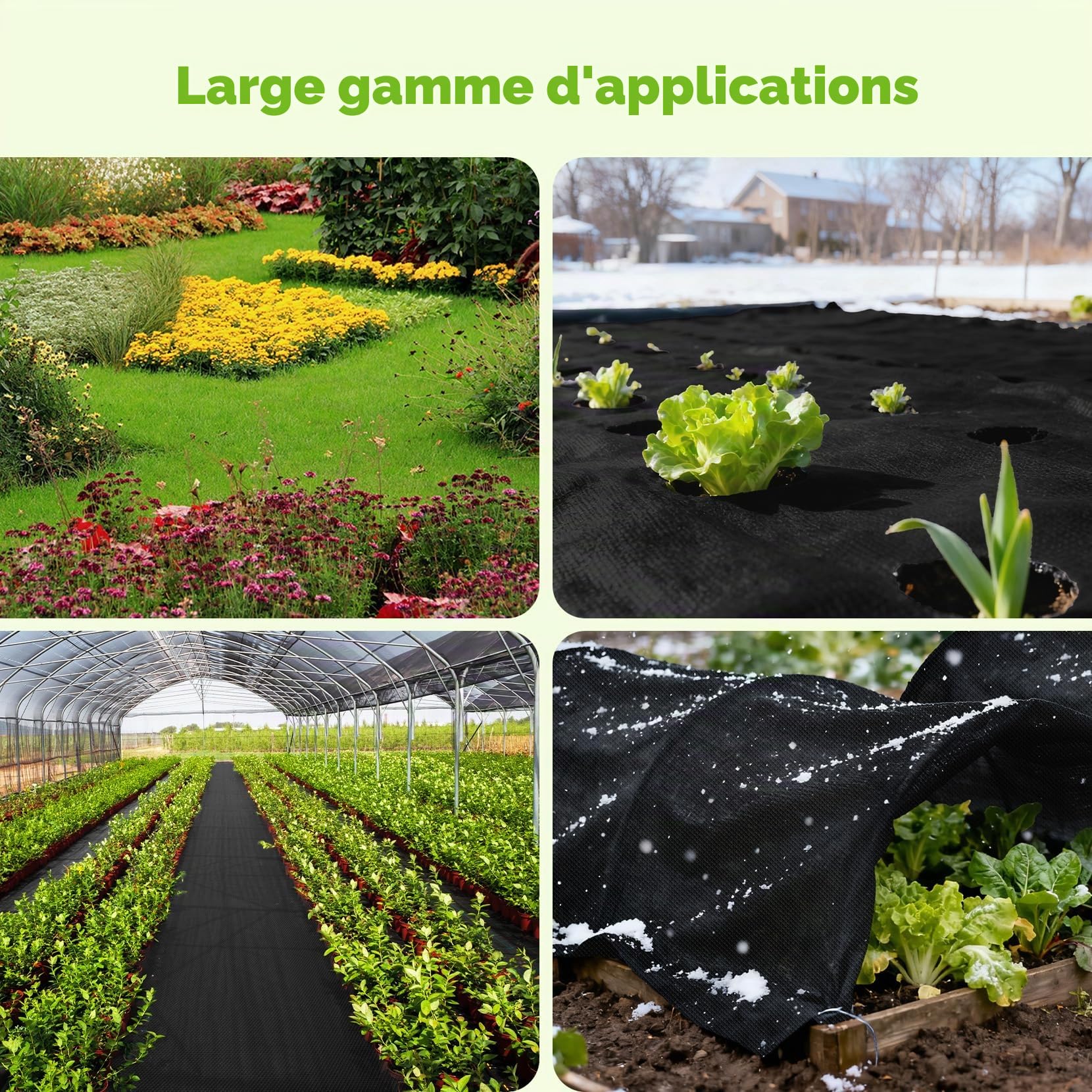 iropro Toile de Paillage 50m X 1 m, 50 m² Geotextile, 100 g/m² Bâche Résistante À La Déchirure Perméable À l'eau, Rouleau de Toile de Paillage, Film Anti Mauvaise Herbe
