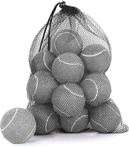 Miniatura 12 de Juego de 12/18 pelotas de tenis para entrenamiento, juego para perros y práctica con bolsa de malla para transporte y entrenamiento para Azul