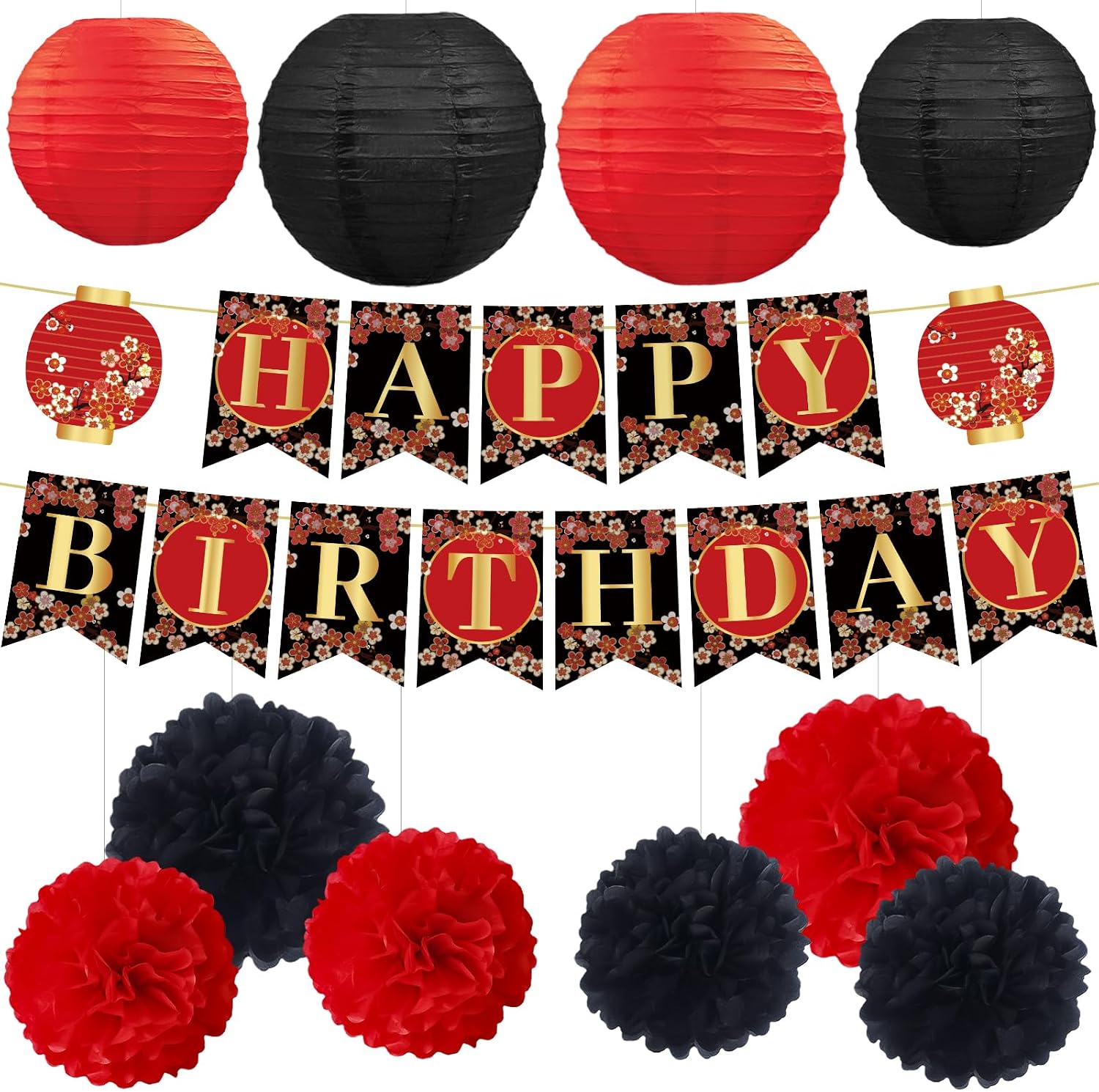 Hibachi Birthday Party Decorations - 12 Pcs Pre-Strung Banner