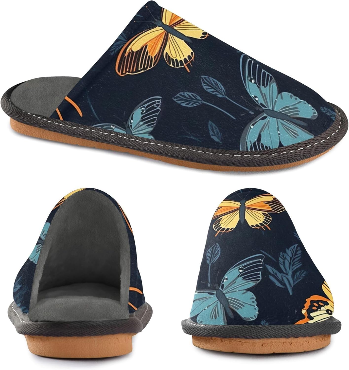 Butterfly House Slippers – Cozy Fuzzy Slippers for Guests, Washable & Disposable, Perfect for Shoeless Home, Spa & Hotel Use A110404