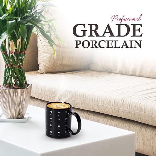 Miniatura 6 de BICETTO Taza de café de cerámica coreana de 12 onzas con impresionante diseño de hangul y alfabeto inglés, taza ideal para entusiastas del café y el