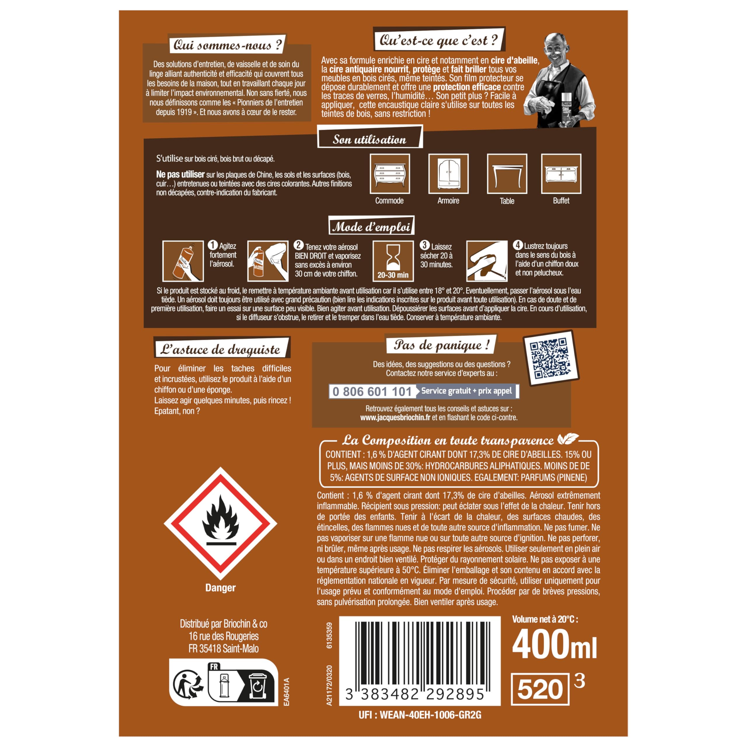 Jacques Brieuc – cir01 – pielęgnacja – wosk biblioteka tradycyjna aerosol – 400 ml