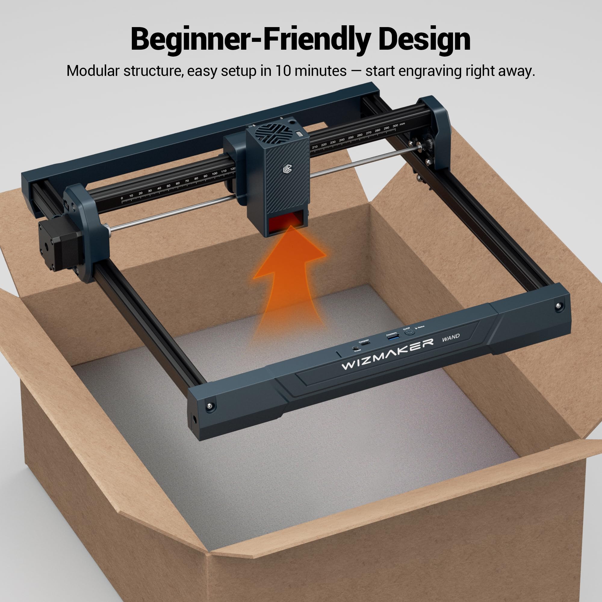 Incisore laser, 7 W, area di intaglio 300 x 300 mm, velocità di elaborazione 10000 mm/min, compatibile con Lasergrbl&Lightburn, livello di sicurezza classe 4, adatto per casa/studio