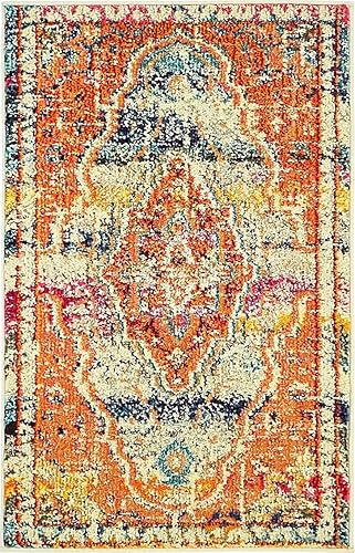 Miniatura 11 de Unique Loom Vita Collection - Alfombra vintage tribal sudoccidental sobreteñida (2 pies x 6 pies 7 pulgadas, para pasillo, turquesa/amarillo)