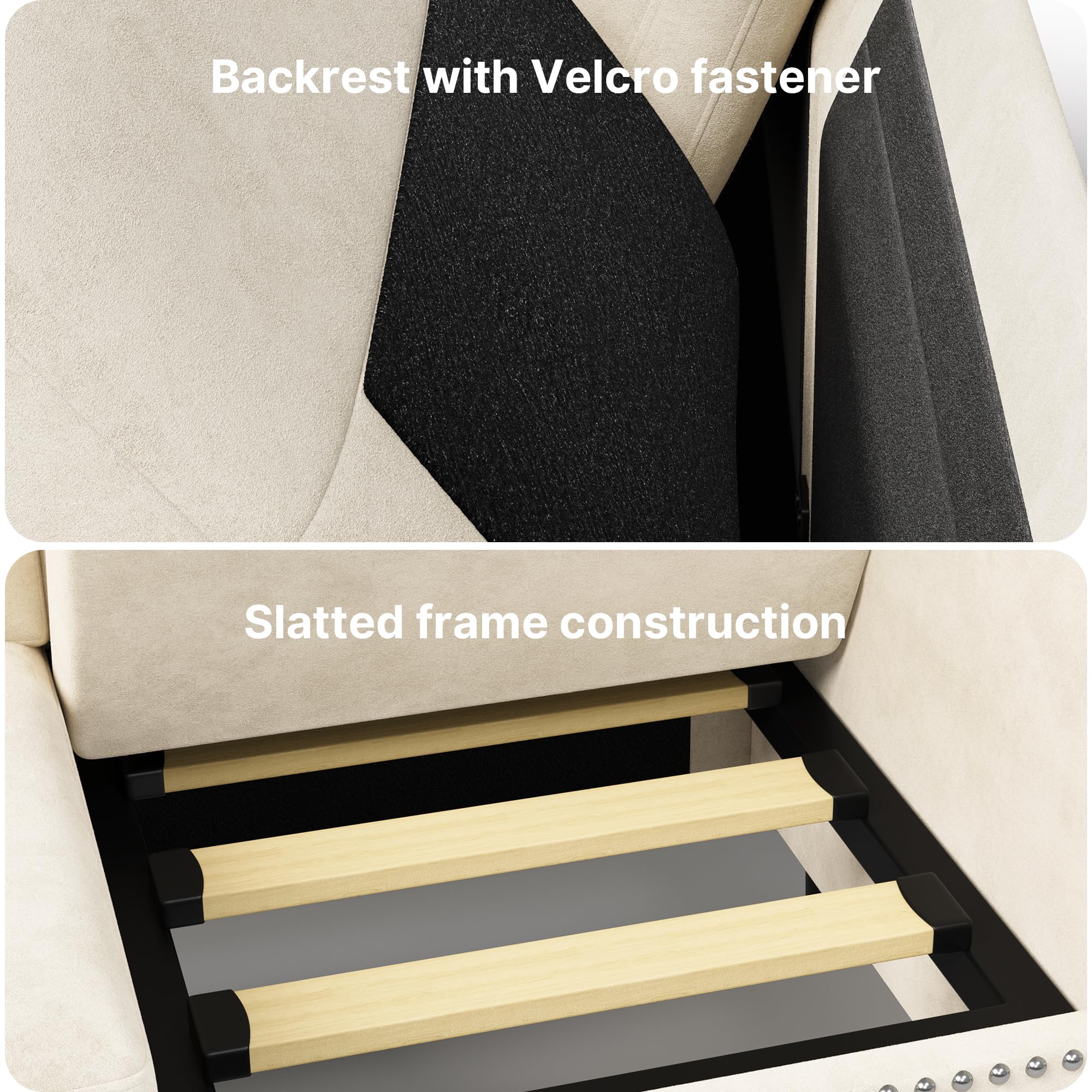 Sofá de 2 Plazas, Loveseat con Bolsillo Lateral, Sofá de Dos Plazas con Cojines Extraíbles para Salón, Dormitorio, Oficina, 152 x 76 x 84 cm (Beige)