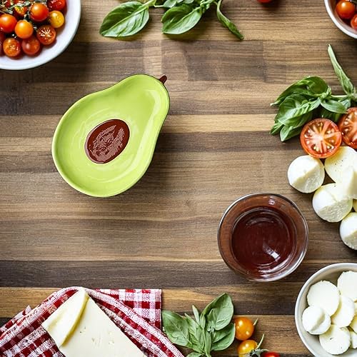 Miniatura 4 de Garneck Plato de cerámica con forma de aguacate en forma de plato de salsa de cerámica cuencos de inmersión para frutas, ensaladas, aperitivos de