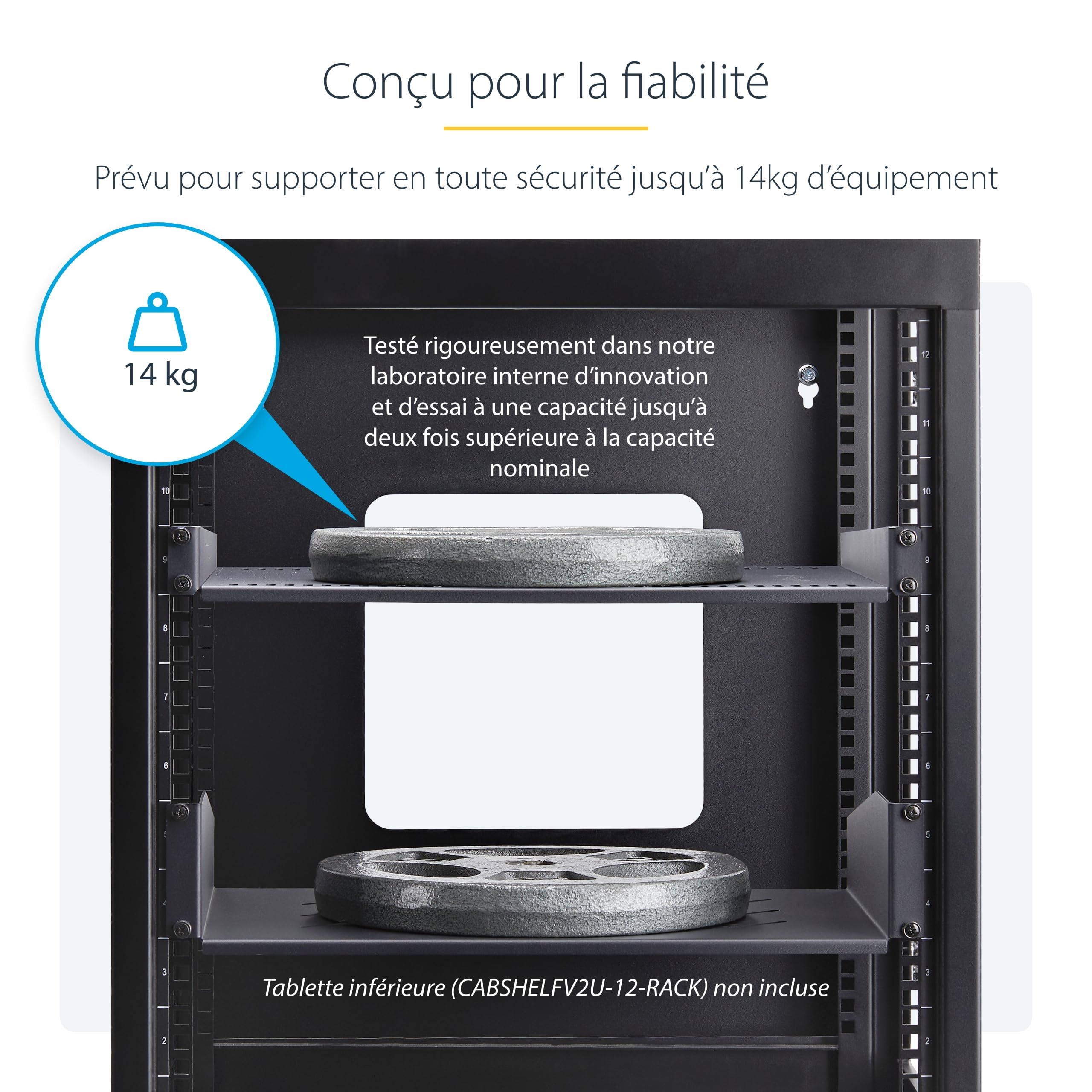 StarTech.COM Étagère 1U Ventilée pour Rack de Serveur, Profondeur de Montage de 40cm, Acier, Max 14kg, Écrous et Vis