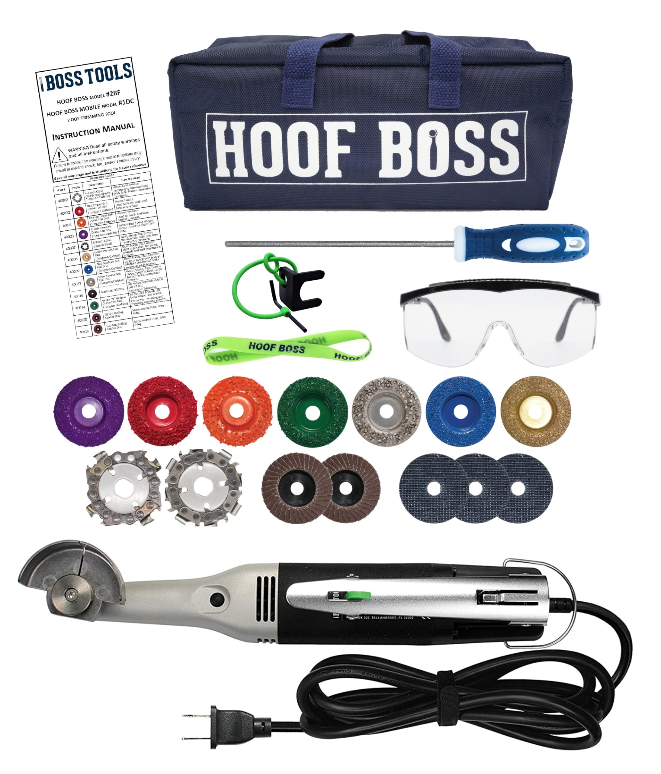 Hoof BossTrim-It-All Hoof Care Electric Set – Versatile Hoof Trimming Tool for Goats, Horses, Sheep, Cattle, & Pigs – Durable, Lightweight & Easy-to-Use – Includes Multiple Discs & Accessories