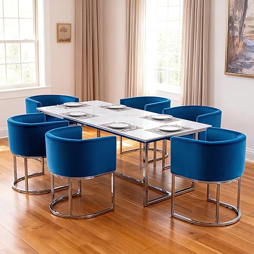 Miniatura 74 de Silla de comedor tapizada, moderna silla lateral de barril, sillas de comedor tapizadas, cómoda silla auxiliar de cocina para sala de estar, color