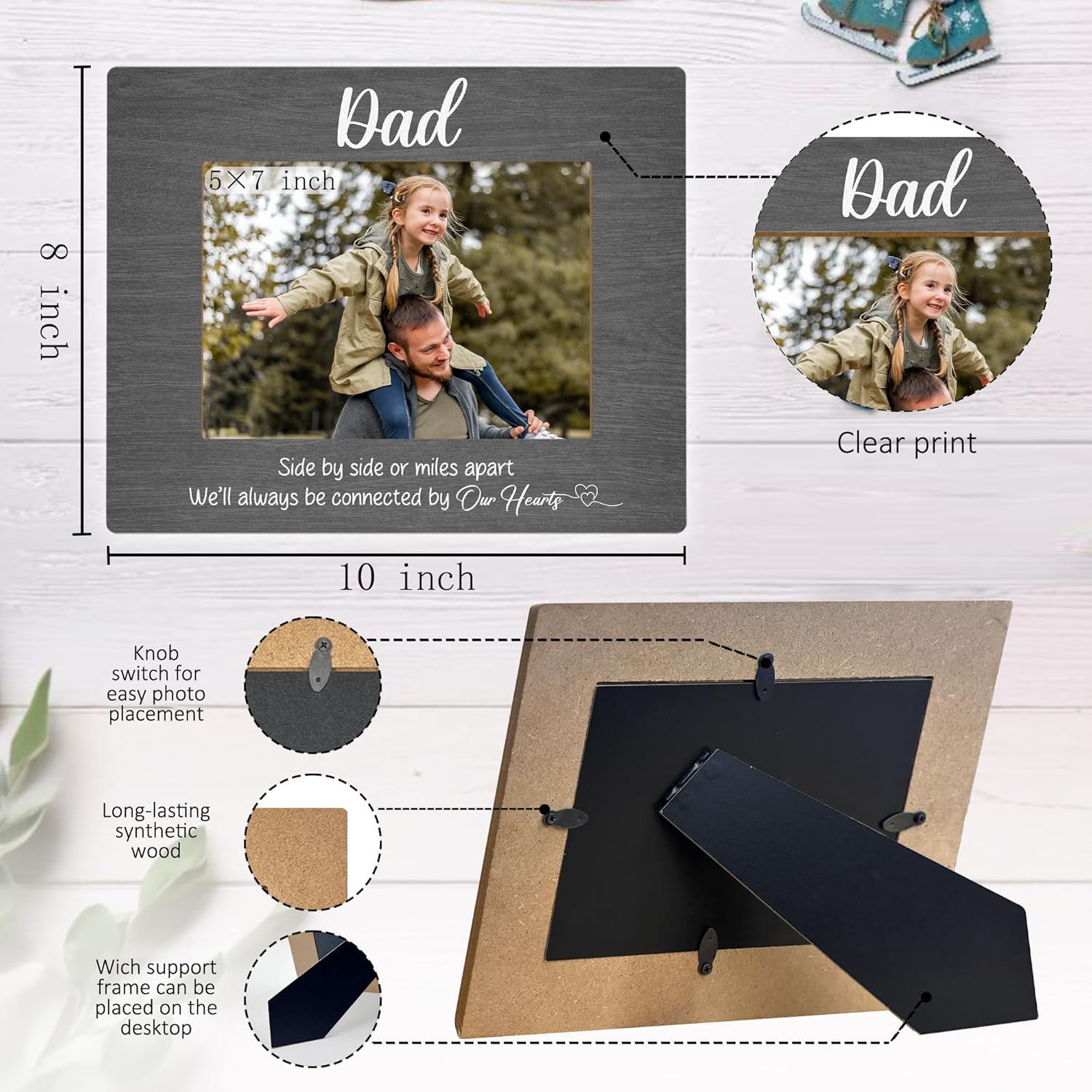 Dad Picture Frame, Dad Picture Frame from Daughter Son, Dad Gifts for Fathers Day, Best Dad Gifts, Father Gifts, Daddy Picture Photo Frame, Fathers Day Picture Photo Frame for 5x7 Photos - Image 7