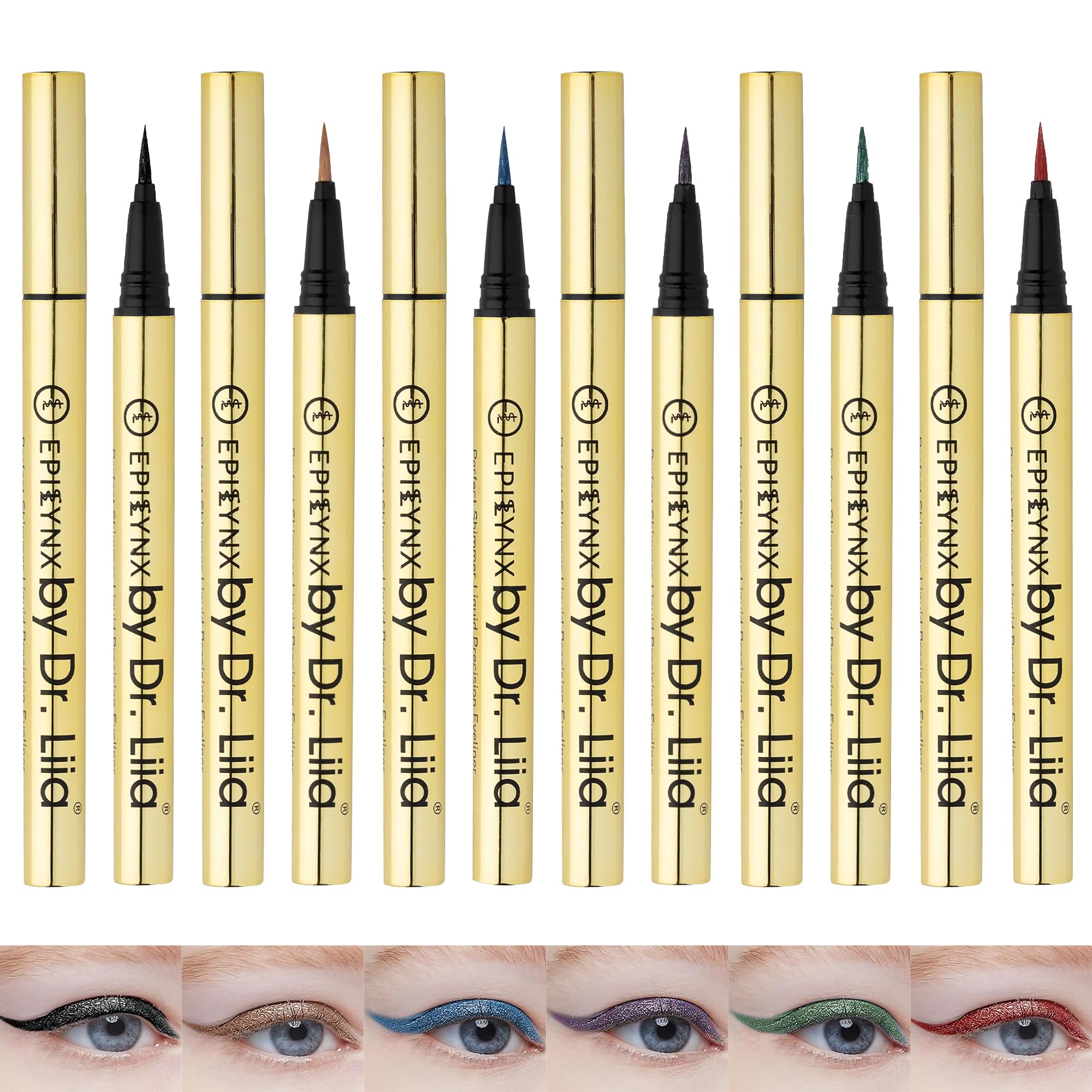 Liquid Eyeliner - Hypoallergenic Eyeliner with Fine Brush Tip, Long-Lasting Waterproof Eye Liner - Cruelty-Free, Vegan, Hypoallergenic, Gluten-Free, Smooth Liquid Eye Liner - 6 Shades Gift Set