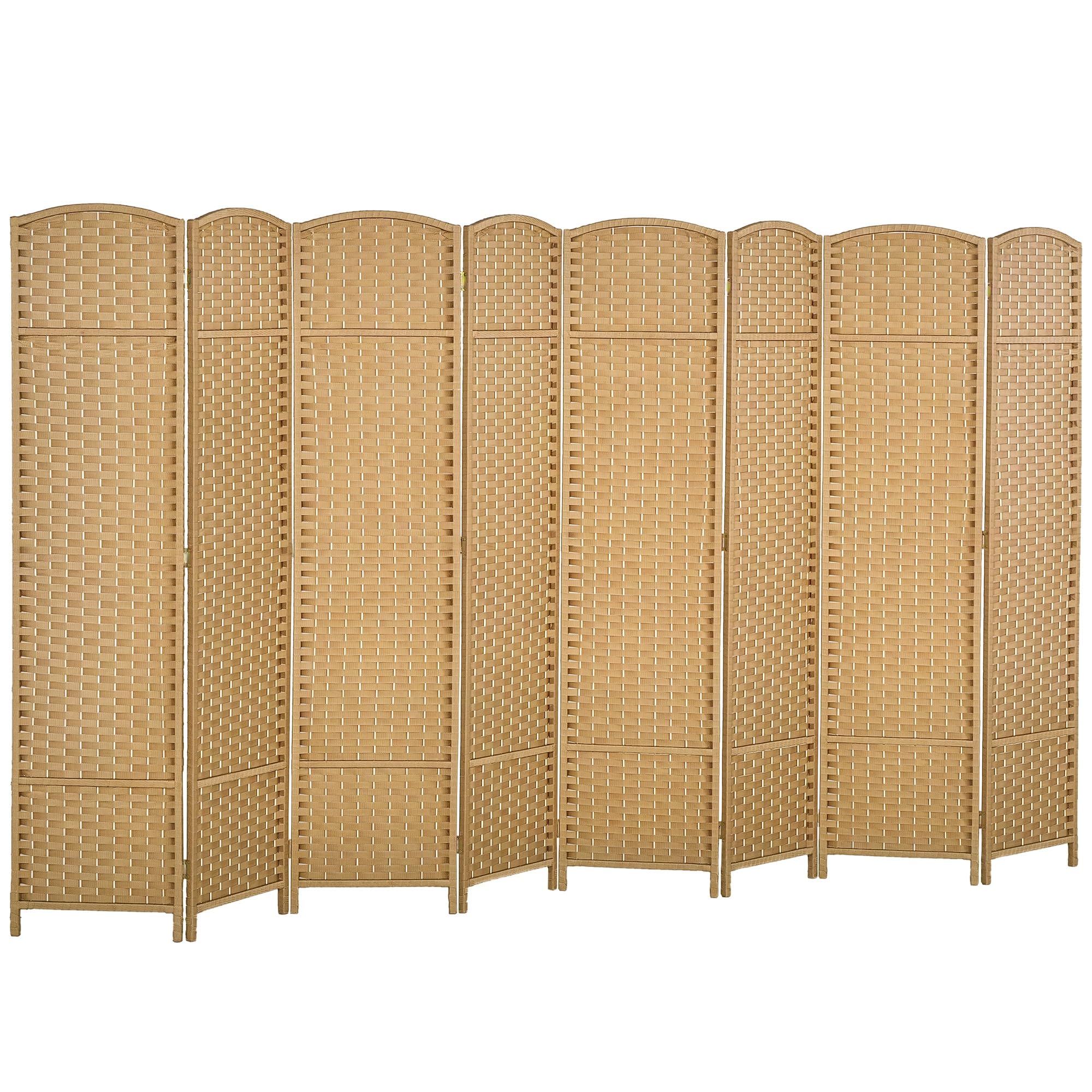 HOMCOM Paravent 8-teilig Raumteiler Faltbar Sichtschutz 320x170 cm Natur | Trennwand aus Kiefernholz, Raumtrenner, Stellwand, für Schlafzimmer Wohnzimmer