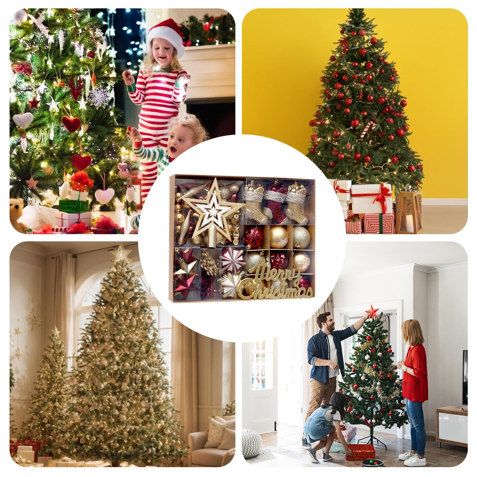 Weihnachtskugel-Ornamente – 70-teiliges bruchsicheres, Weihnachtsbaumschmuck-Set | für draußen, Outdoor, Innenbereich, Wohnzimmer, Ferienhaus