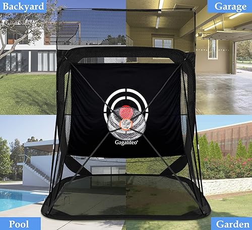 Miniatura 8 de Gagalileo Red de práctica de golf, red de golf desplegable rápida para conducción en el patio, uso en interiores con tela objetivo, bolsa de