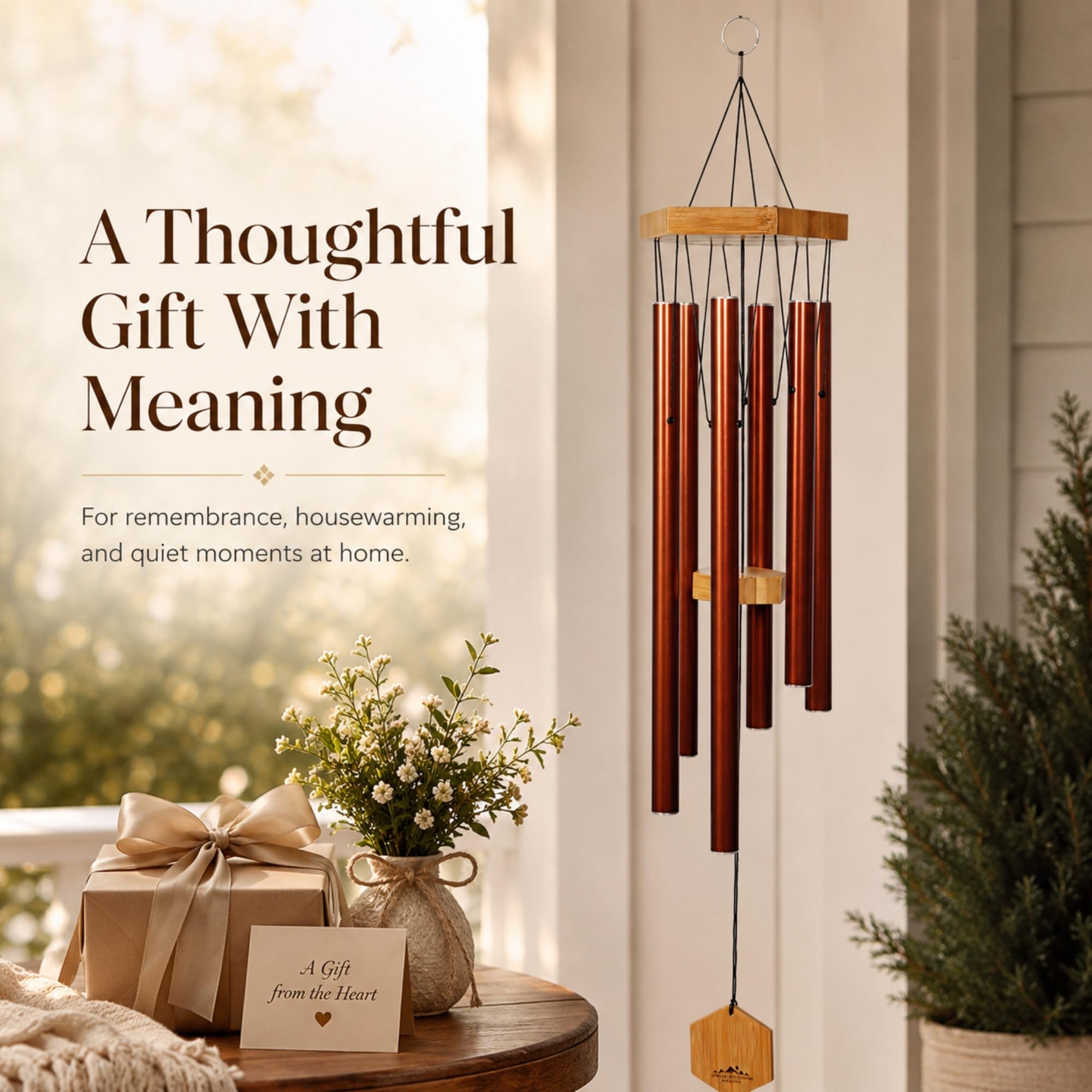UpBlend Wailua - Campanelli a vento in rame rosso da 73,7 cm per esterni, decorazioni per casa, patio, cortile e giardino, campanelli a vento in rame per esterni, regalo di simpatia, regalo di