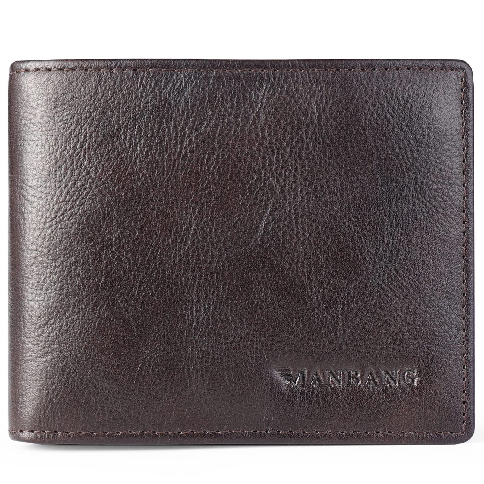 MANBANG Wallets for Men RFID Genuine Leather Slim Bifold Wallet (Coffee)