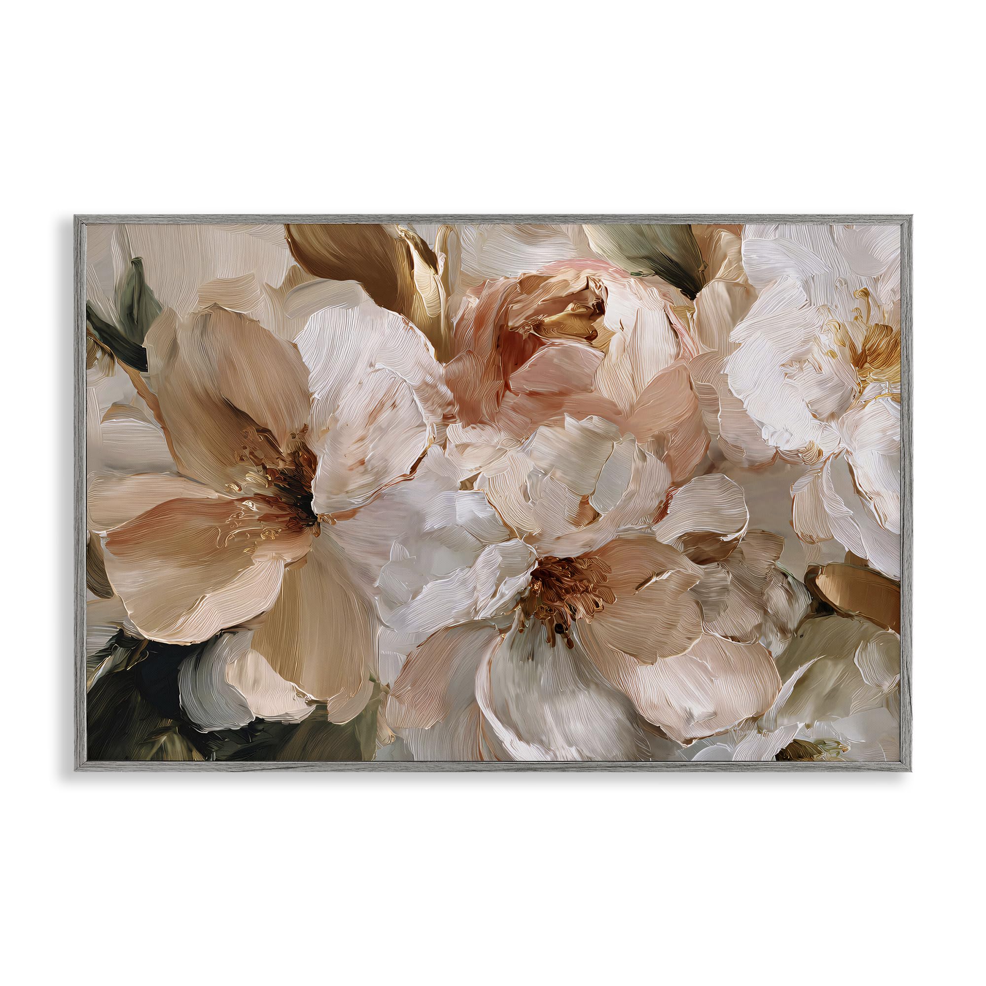 Stupell Industries Farmhouse Gray (Textured) 'Pink Brushstroke Petals'| Framed Giclee Art