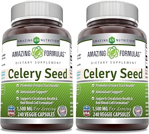 Miniatura 10 de Amazing Formulas - Extracto de semillas de apio de 1500 mg por porción 240 cápsulas vegetarianas sin OMG sin gluten natural apoya la salud del