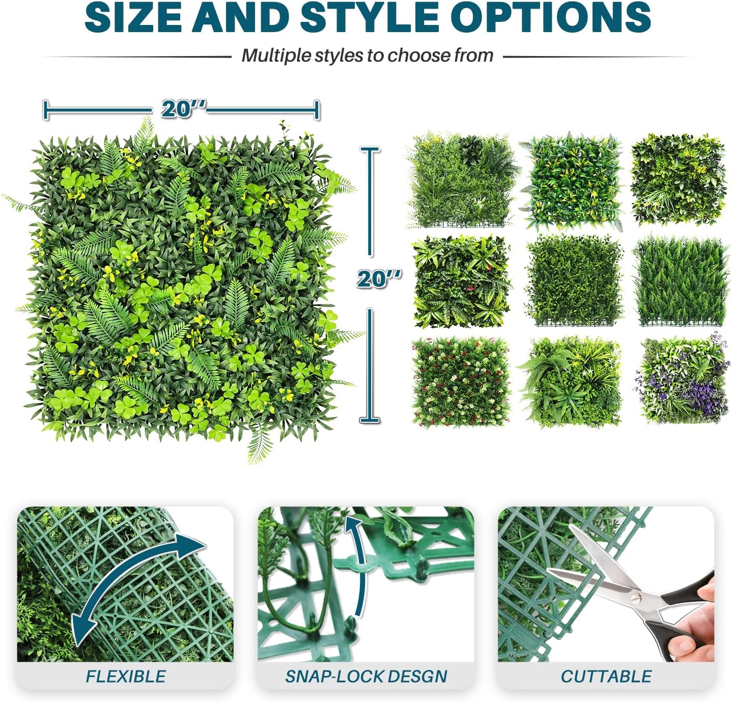 COARBOR 6 Packs 20" x 20" Artificial Boxwood 3D Panels Faux Ivy Fence Privacy Topiary Hedge Plant Fence Grass Wall Panels Backdrop for Balcony Patio Outdoor Indoor