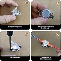 Vista 5 de UL/CUL KSD301 Termostato para Ventilador de Ático Solar, Activado a 80°C/176°F y Desactivado a 60°C/140°F, Interruptor Térmico de Apertura Normal