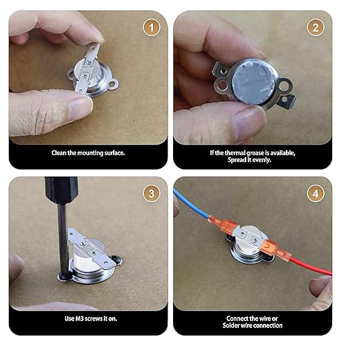 Miniatura 5 de Awozkcd ULCUL KSD301 Interruptor Térmico de 125V 16A, Termostato de Disco Bimetálico de 240C464F Apagado y 210C410F Encendido, Interruptor Térmico