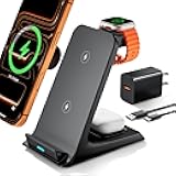Wireless Charger for Thick Cases of 10MM/Otterbox/Popsocket Compatible, 3 in 1 Charging Dock for iPhone 16 15 14 13 12 Pro Max, Charging Station for Multiple Devices for Apple Watch/AirPods