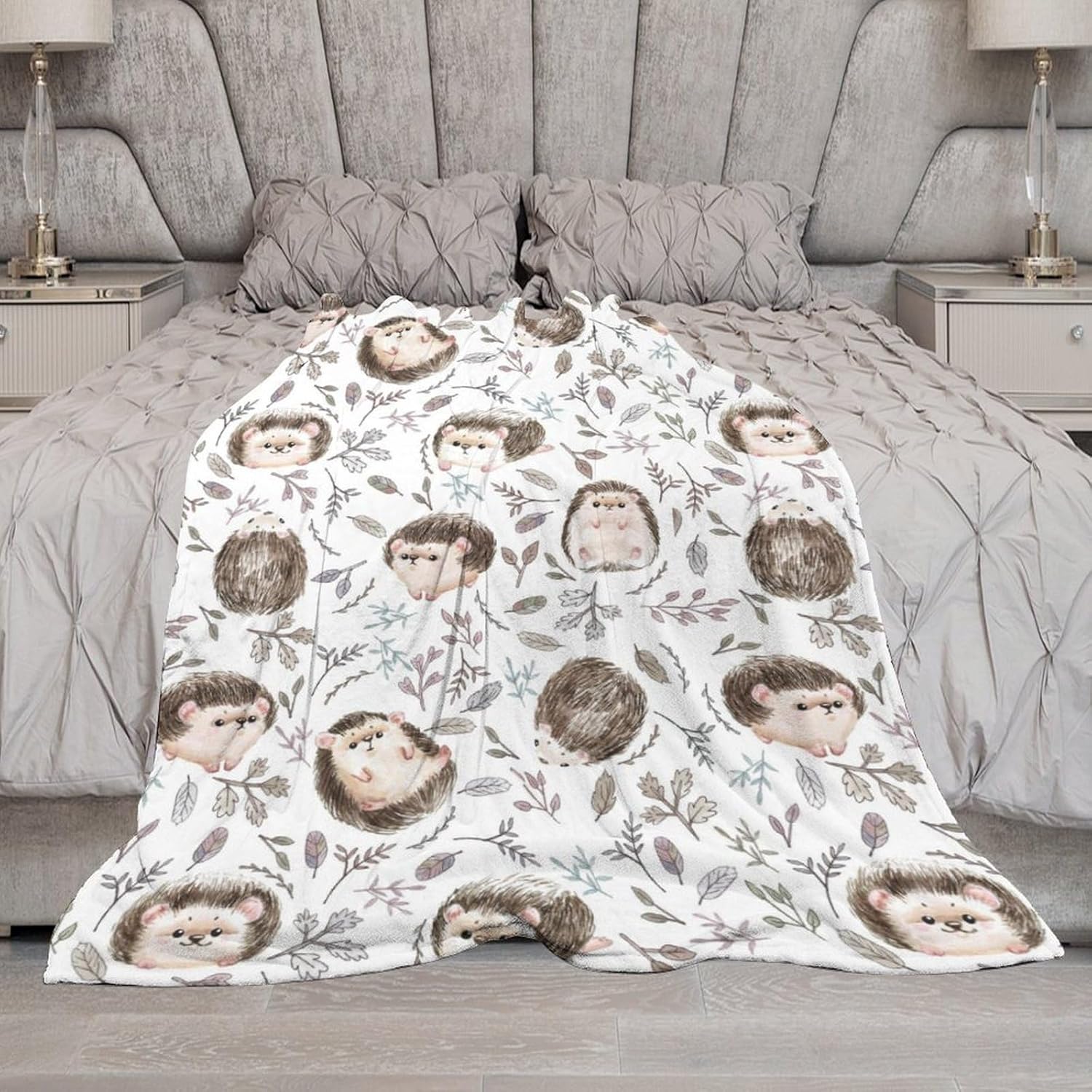 Cute Hedgehog Blanket Super Soft Cozy Throw Blanket, Lightweight Fuzzy Comfy Flannel Warm Plush for Couch, Sofa, Bed Travel and Camping Gifts 60"x50"