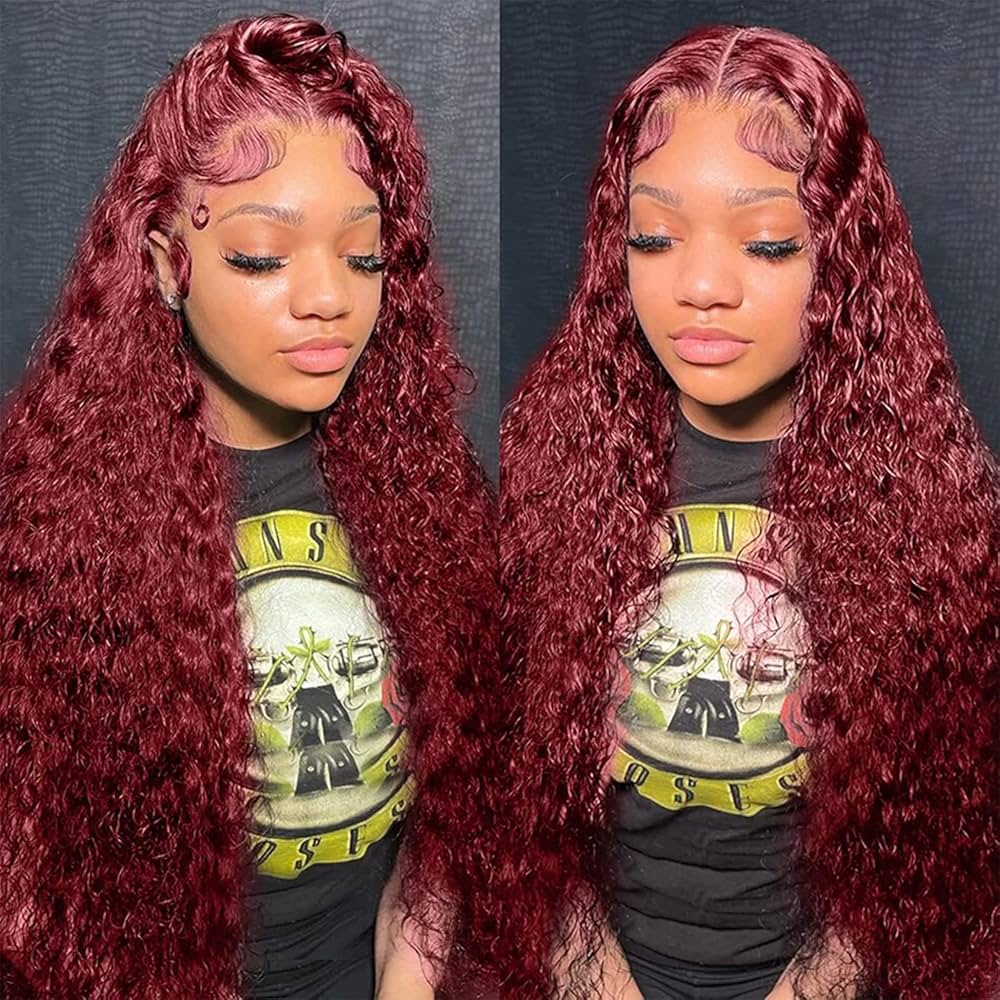 Amazon.com : CHEETAHBEAUTY 99J Burgundy Deep Wave Lace Front