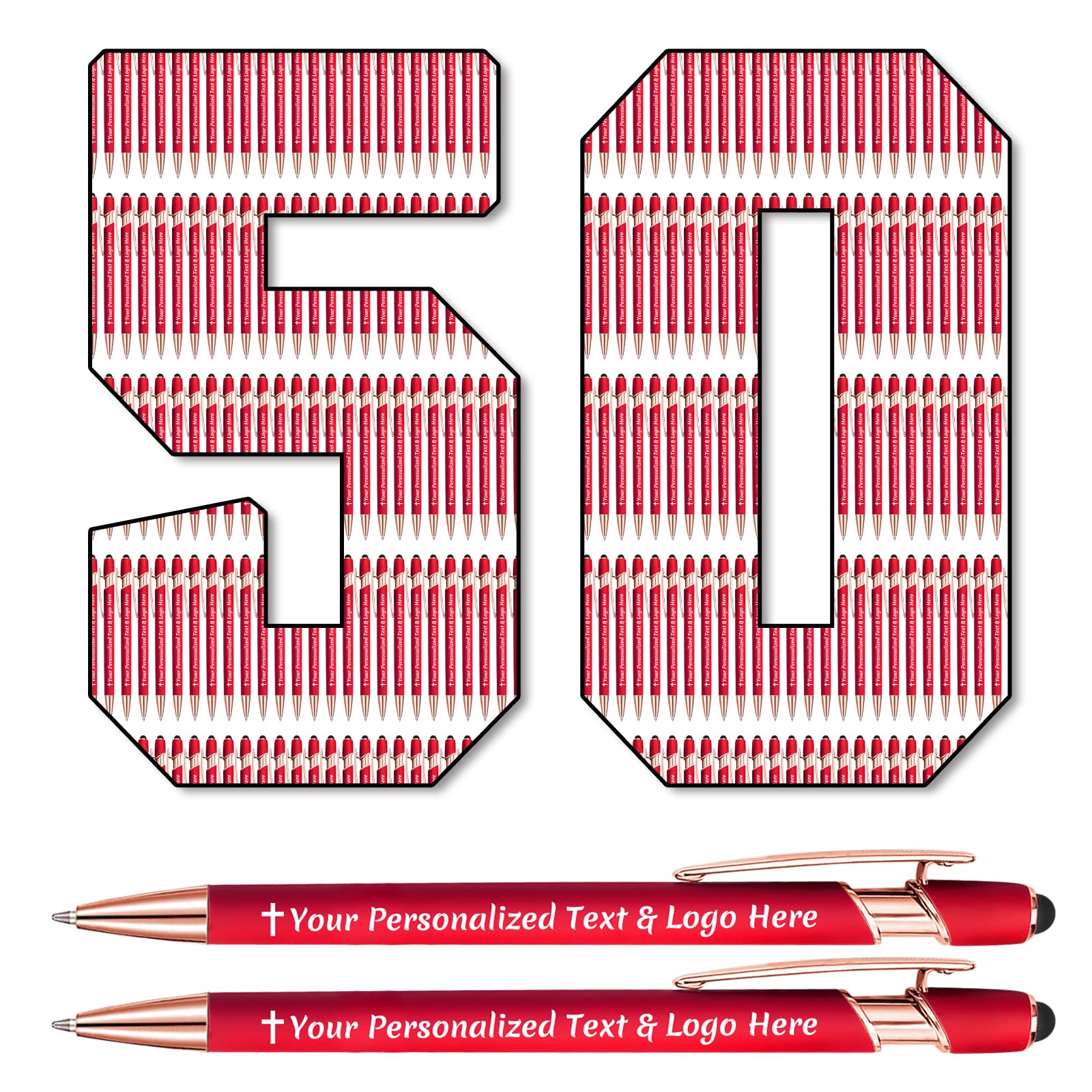 STREADVE 50 Personalized Custom Pens Engraved Writing Pen with Name Logo, Customized Promotional Items Stylus Pen Gifts for Women Realtor Reunion