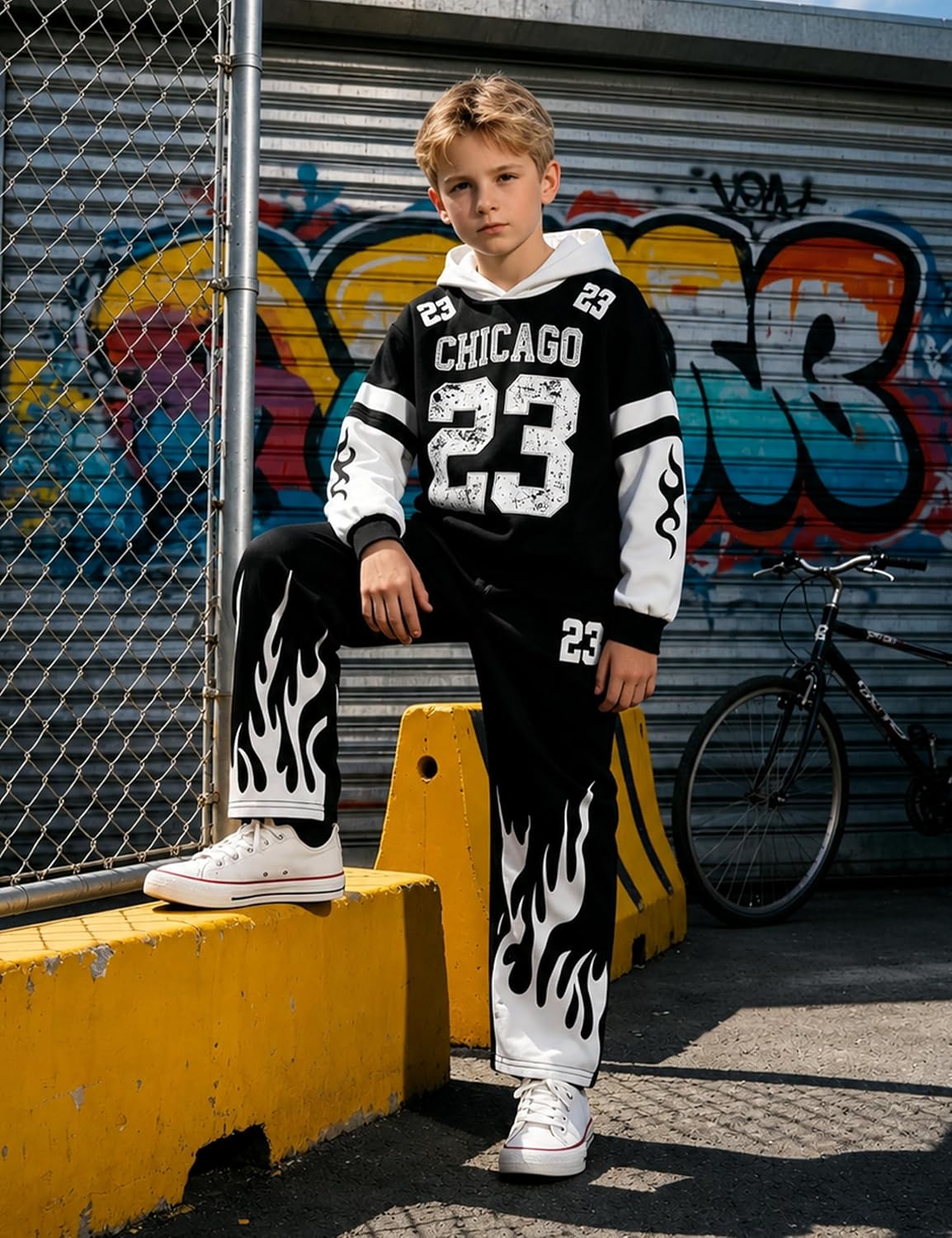 Hipea Boys Clothes Long Sleeve Graphic Print Hoodie Sweatshirts and Pants Sets 2 Piece Fall Winter Outfits for 7-14 Years