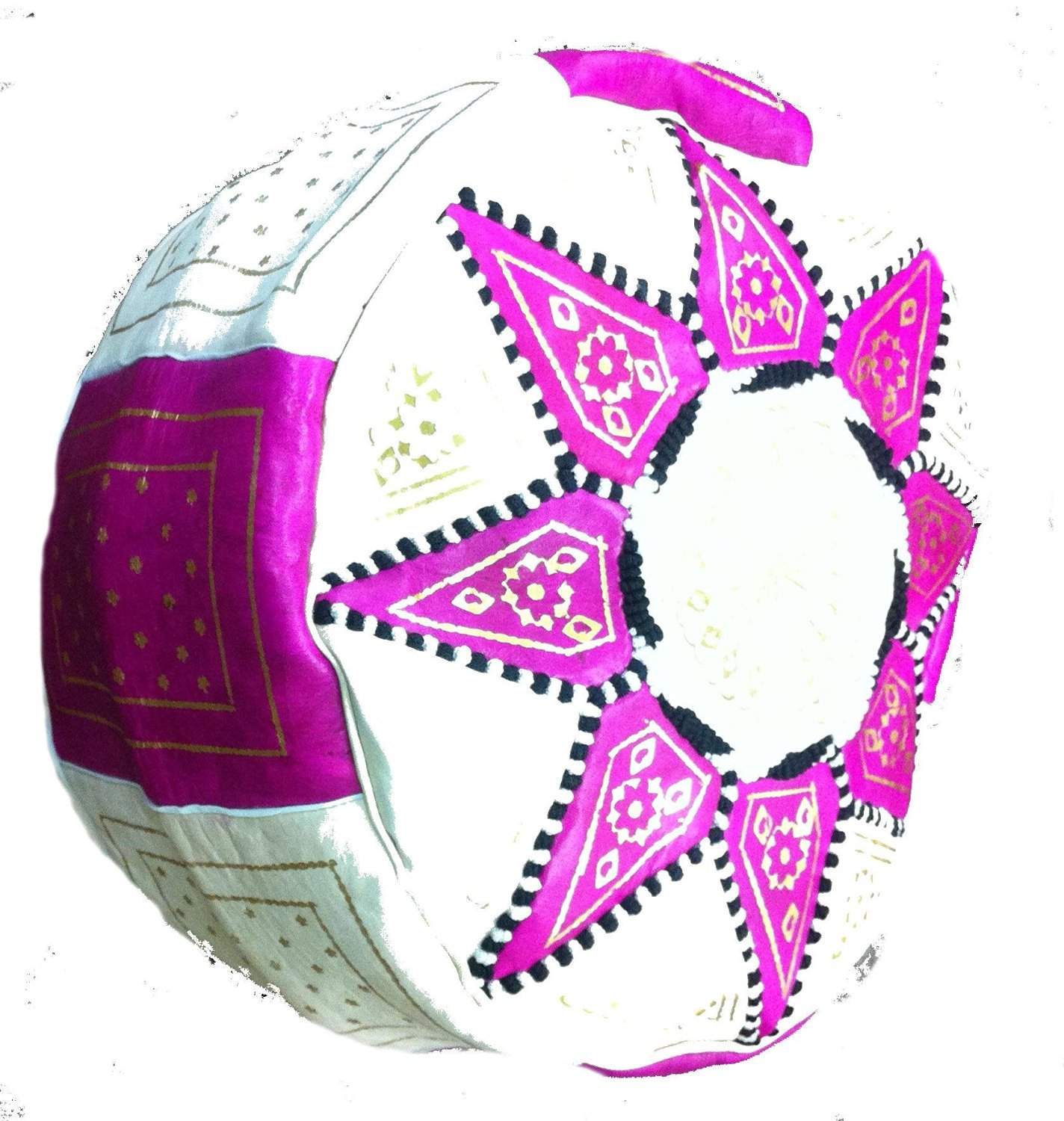 Terrapin TradingFair Trade Moroccan Leather Star Pouffe - Choose from 10 Colours (Fusia)