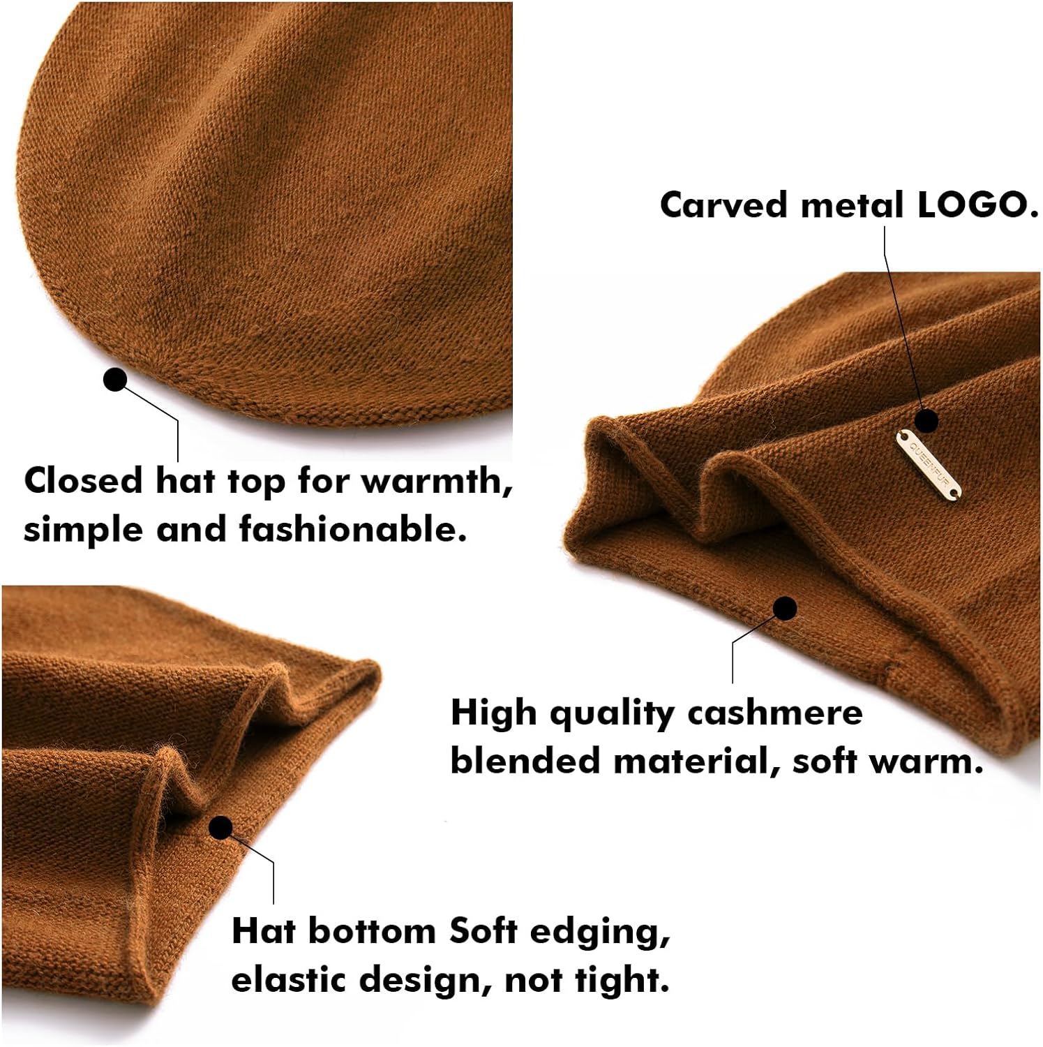 QUEENFUR Knit Slouchy Beanie Hats for Women Cashmere Ski Cap Knitted Wool Soft Warm Winter Hat - Image 6